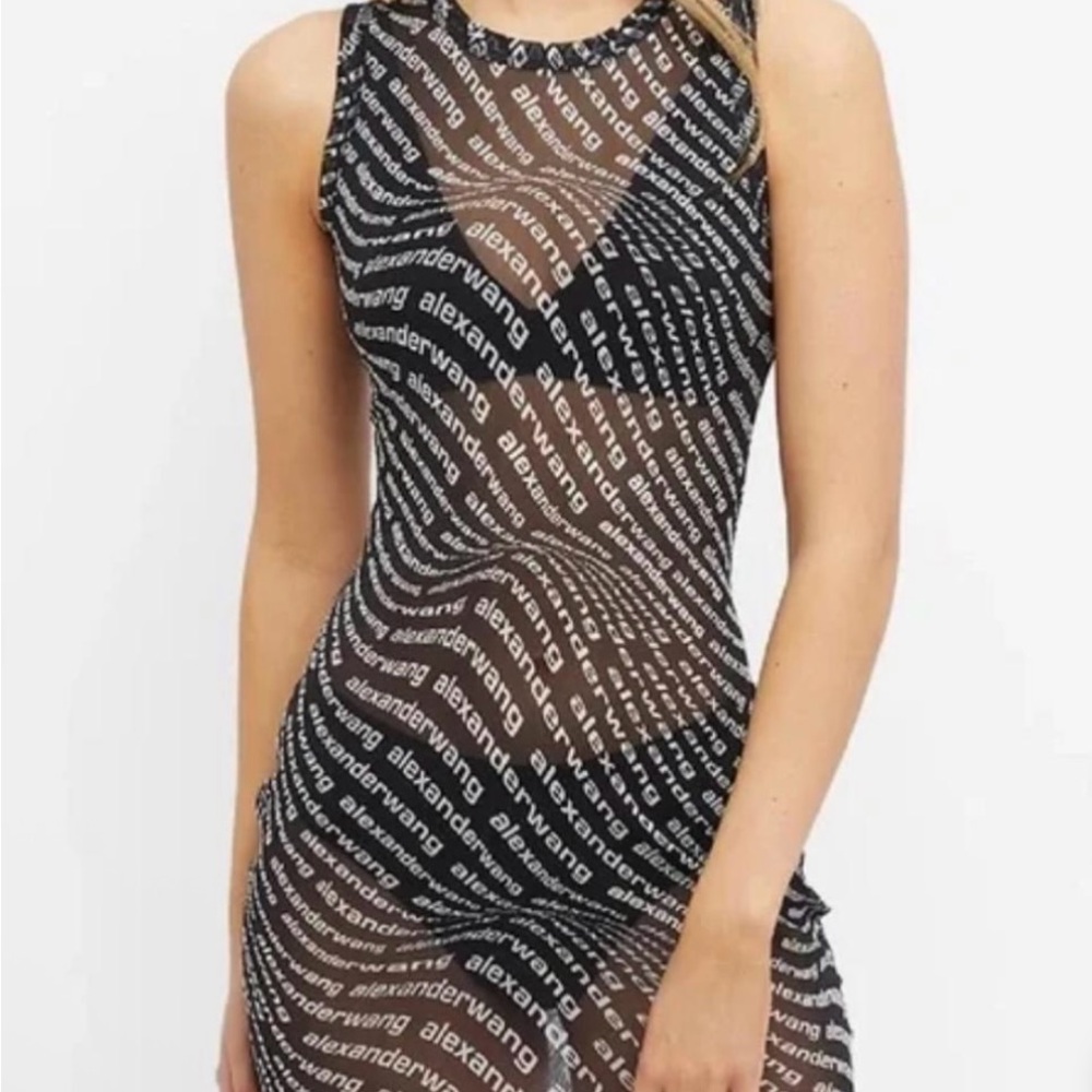 Alexander Wang Black and White Logo Mini Dress